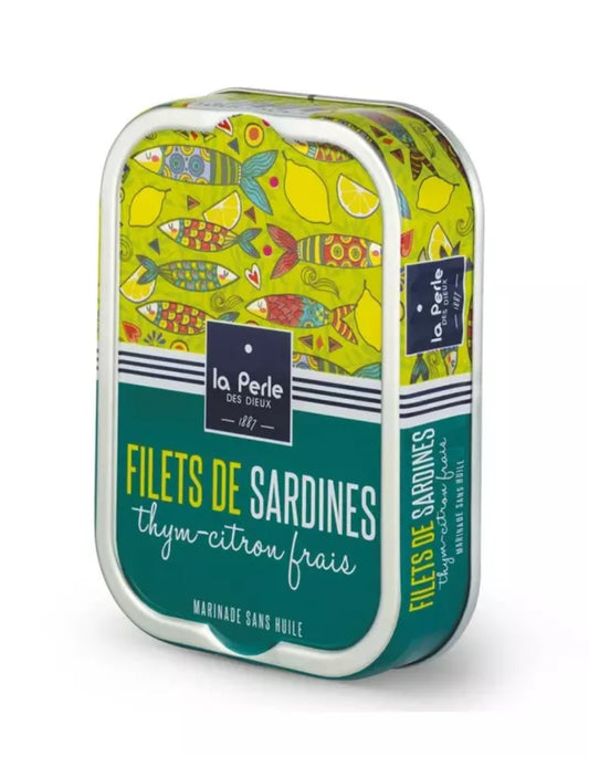 Filets de sardines sans huile au thym et au citron frais